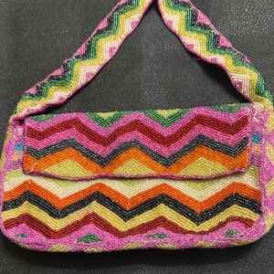 Colorful Lime leopard Beaded Women's Bag